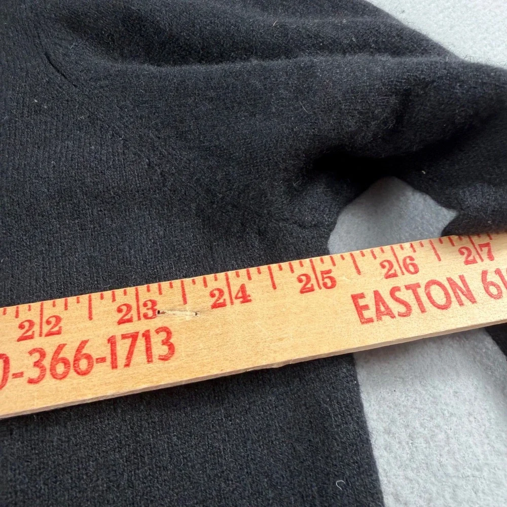Lands End Mens XL Black 100% Cashmere Long Sleeve Polo Sweater 3 Button Knit